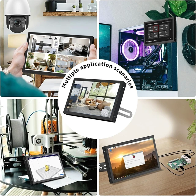 Alt view image 6 of 7 - 7 Inch Mini Monitor HDMI, Portable Vga Monitor with AV BNC 1024×600 LCD Screen with Built-in Speakers, 178° View Angle IPS, Multi-Function Mini Small Display for Raspberry Pi PC/TV/DVD/CVBS