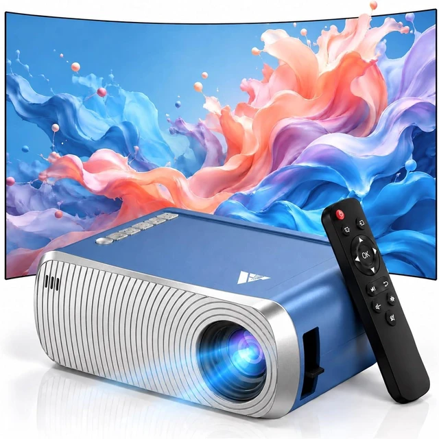 Main image of Mini Projector with WiFi and Bluetooth, Portable Movie Projector for iPhone, 1080P Support, Built-in Speaker, Small Proyector for Home Theater, Compatible with TV Stick/ iOS/Android/PC/HDMI