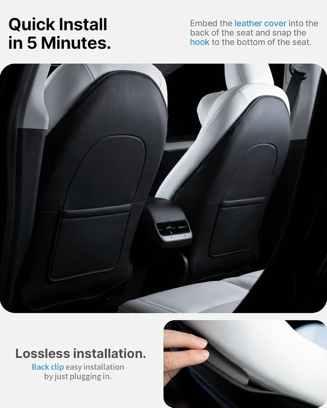 Alt view image 5 of 6 - 2Pcs Leather Seat Back Kick Protector for Tesla Model 3/Y