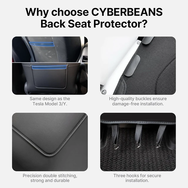 Alt view image 4 of 6 - 2Pcs Leather Seat Back Kick Protector for Tesla Model 3/Y