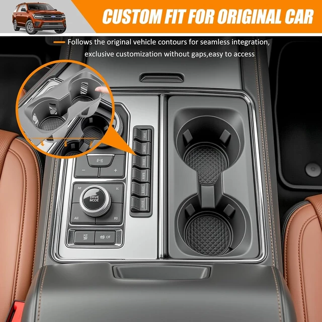 Alt view image 3 of 7 - Center Console Cup Holder Compatible with 2018-2024 Ford Expedition&Expedition Max 1st Row Drink Holder Cupholder Coast for Expedition Accessories