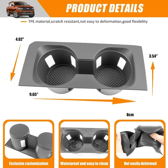 Alt view image 5 of 7 - Center Console Cup Holder Compatible with 2018-2024 Ford Expedition&Expedition Max 1st Row Drink Holder Cupholder Coast for Expedition Accessories