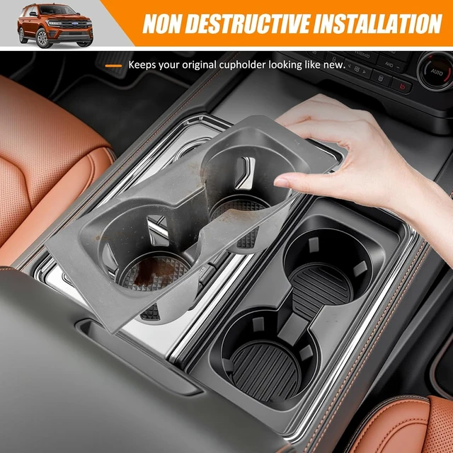 Alt view image 6 of 7 - Center Console Cup Holder Compatible with 2018-2024 Ford Expedition&Expedition Max 1st Row Drink Holder Cupholder Coast for Expedition Accessories