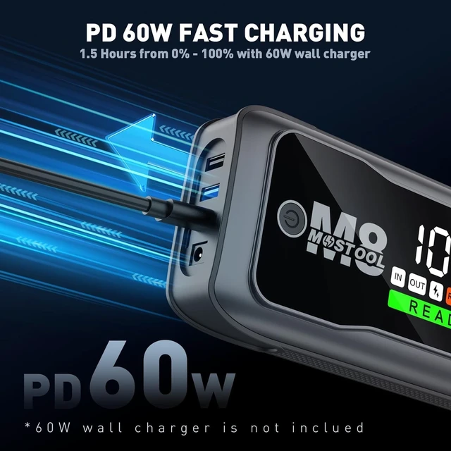 Alt view image 3 of 7 - 5000A Car Jump Starter, 12V Portable Battery Booster, Gray