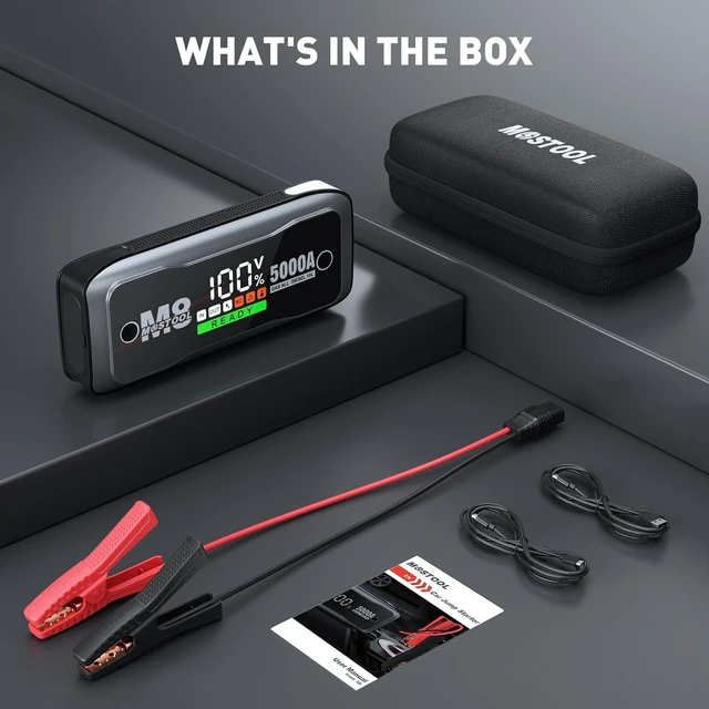 Alt view image 7 of 7 - 5000A Car Jump Starter, 12V Portable Battery Booster, Gray