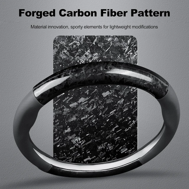 Alt view image 3 of 7 - Car Steering Wheel Sleeve,D-Type Forging Carbon Fiber and Leather Steering Wheel Sleeve,37-38cm/14.5-15inch,Non-Slip,Soft,Breathable,Modern Sports Style