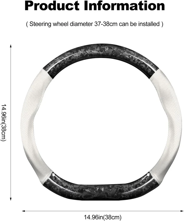 Alt view image 7 of 7 - Car Steering Wheel Sleeve,D-Type Forging Carbon Fiber and Leather Steering Wheel Sleeve,37-38cm/14.5-15inch,Non-Slip,Soft,Breathable,Modern Sports Style