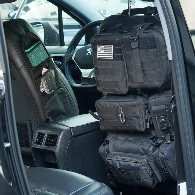 Alt view image 5 of 6 - Tactical Car Seat Back Organizer,Tactical Molle Seat Back Organizer with 6 Detachable Molle Pouch,Universal Fits for Car Truck Jeep Vehicle Black