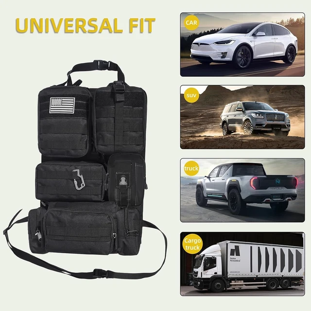 Alt view image 6 of 6 - Tactical Car Seat Back Organizer,Tactical Molle Seat Back Organizer with 6 Detachable Molle Pouch,Universal Fits for Car Truck Jeep Vehicle Black