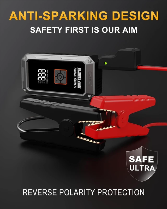 Alt view image 5 of 7 - M1 7000A Car Battery Jump Starter with Air Compressor 150PSI (9.0 L Gas/8.0L Diesel), Portable Car Jump Starter Power Pack, Battery Charger 12V Jump Box with LED Light, Large LED Display, Power Bank