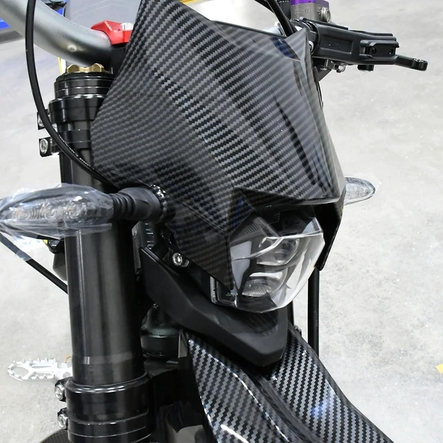 Alt view image 4 of 7 - Headlight Cover for Surron Ultra Bee, Motorcycle Mudguard Fender, Imitate Carbon Fiber Windshield for Sur Ron Electric Dirt Bike (Water transfer glossy)