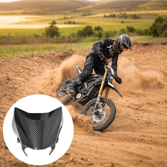 Alt view image 7 of 7 - Headlight Cover for Surron Ultra Bee, Motorcycle Mudguard Fender, Imitate Carbon Fiber Windshield for Sur Ron Electric Dirt Bike (Water transfer glossy)