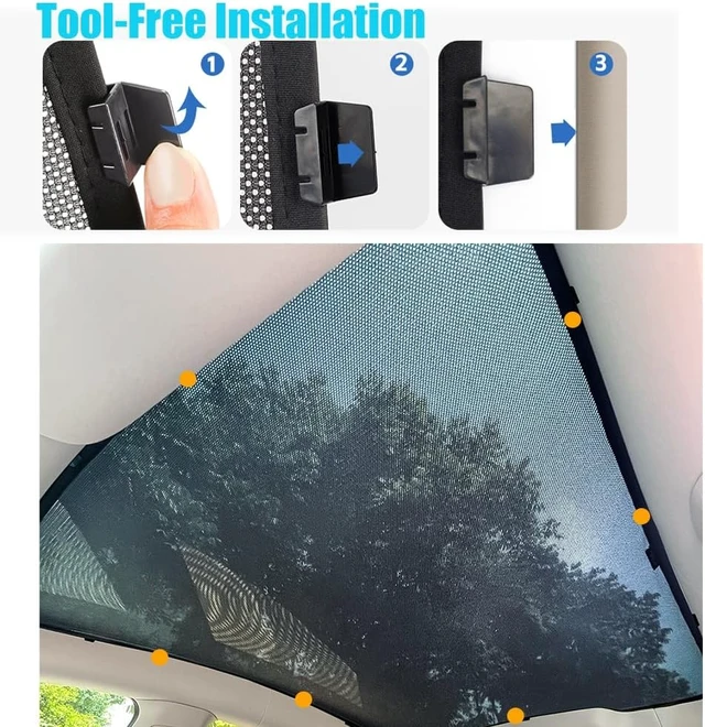 Alt view image 5 of 6 - Tesla Model Y Juniper 2025-2026 Breathable Mesh Glass Roof Sunshade