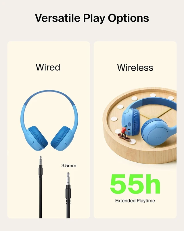 Alt view image 4 of 7 - SoundForm Mini 2 Bluetooth Kids Headphones, On Ear, 55H Battery Life