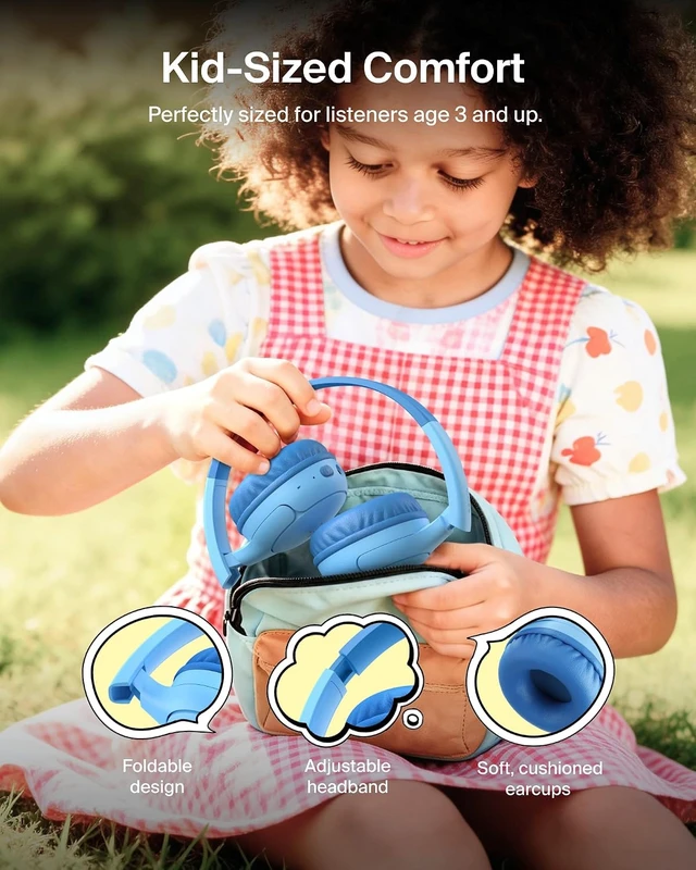 Alt view image 5 of 7 - SoundForm Mini 2 Bluetooth Kids Headphones, On Ear, 55H Battery Life