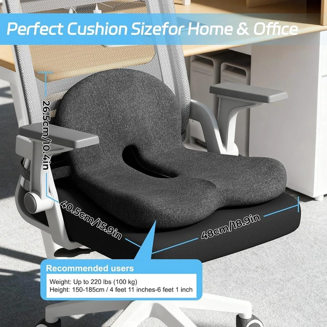 Alt view image 2 of 7 - Truck Driver Seat Cushion, Memory Foam L-Shaped Ergonomic Cushion for Office Chairs, Comfort & Support for Long Sitting