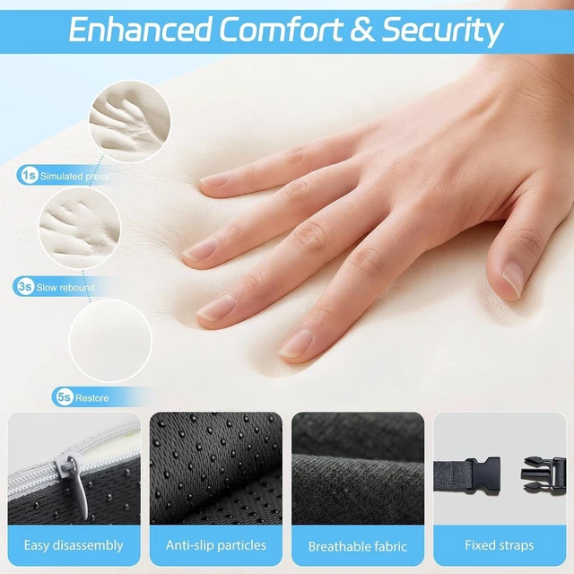 Alt view image 6 of 7 - Truck Driver Seat Cushion, Memory Foam L-Shaped Ergonomic Cushion for Office Chairs, Comfort & Support for Long Sitting