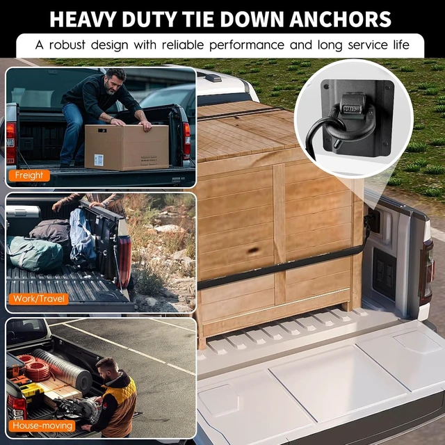 Alt view image 2 of 7 - 4 Pack Heavy Duty Tie Down Anchors Truck Bed Tie Downs Car Accessories Fit for 2015-2025 Ford F150 F250 F350 & Raptor 2026 Replace# FL3Z-99000A64-B & FL3Z-9928408-AB