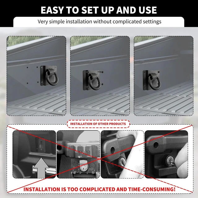 Alt view image 7 of 7 - 4 Pack Heavy Duty Tie Down Anchors Truck Bed Tie Downs Car Accessories Fit for 2015-2025 Ford F150 F250 F350 & Raptor 2026 Replace# FL3Z-99000A64-B & FL3Z-9928408-AB