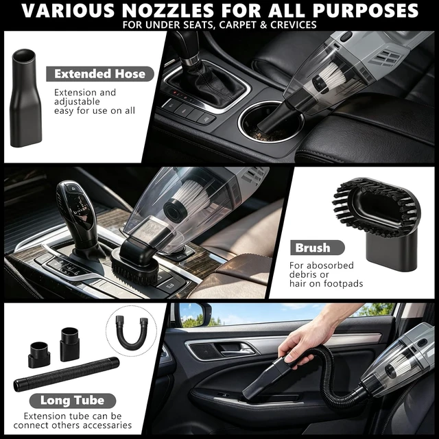 Alt view image 3 of 7 - Car Detailing Kit Interior Cleaning - with 8500PA Car Vacuum Portable Cordless, Car Detailing Brush Set, Windshield Tool, Car Wash Kit for Women/Men, Gray