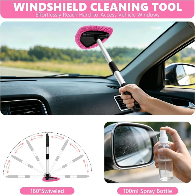 Alt view image 5 of 7 - Car Detailing Kit Interior Cleaning - with 8500PA Car Vacuum Portable Cordless, Car Detailing Brush Set, Windshield Tool, Car Wash Kit for Women/Men, Pink
