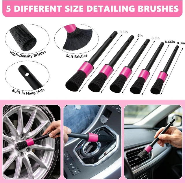 Alt view image 6 of 7 - Car Detailing Kit Interior Cleaning - with 8500PA Car Vacuum Portable Cordless, Car Detailing Brush Set, Windshield Tool, Car Wash Kit for Women/Men, Pink