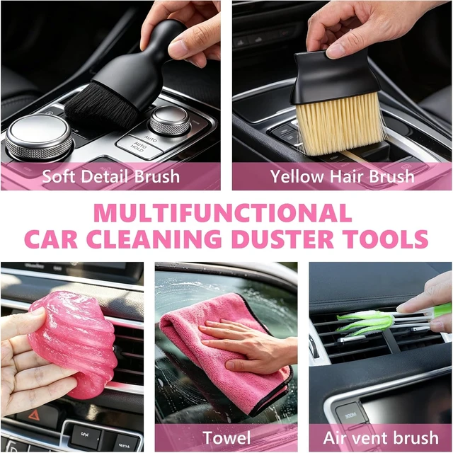 Alt view image 7 of 7 - Car Detailing Kit Interior Cleaning - with 8500PA Car Vacuum Portable Cordless, Car Detailing Brush Set, Windshield Tool, Car Wash Kit for Women/Men, Pink