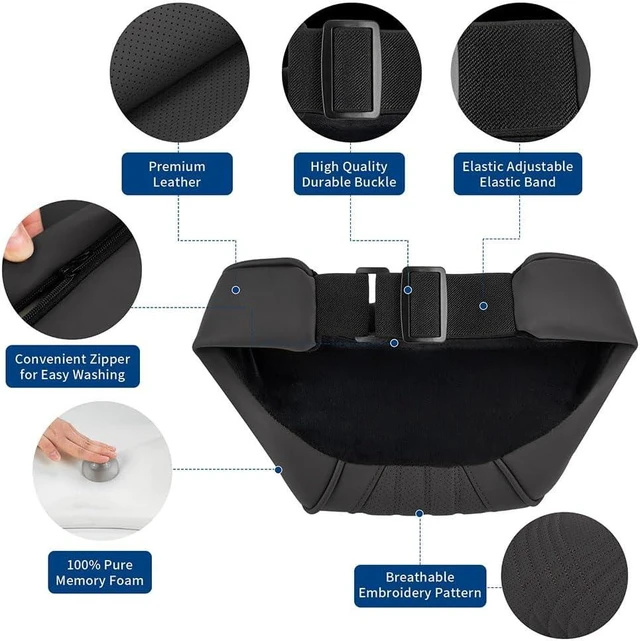 Alt view image 3 of 7 - Car Neck Pillow for Driving Headrest Memory Foam Black, 2 Packs