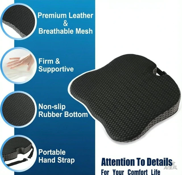 Alt view image 4 of 6 - Car Seat Cushion for Driving,Premium Memory Foam Car Cushion for Better Visibility, Non-Slip Hip & Lower Back Tailbone Cushion, Car Seat Cushion Driver Booster for Short People, Truck(Black