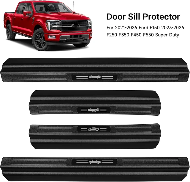 Alt view image 2 of 7 - 4PCS Door Sill Protector for 2021-2026 Ford F150 Accessories