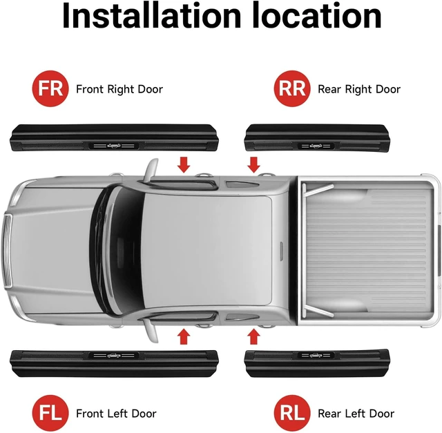 Alt view image 7 of 7 - 4PCS Door Sill Protector for 2021-2026 Ford F150 Accessories