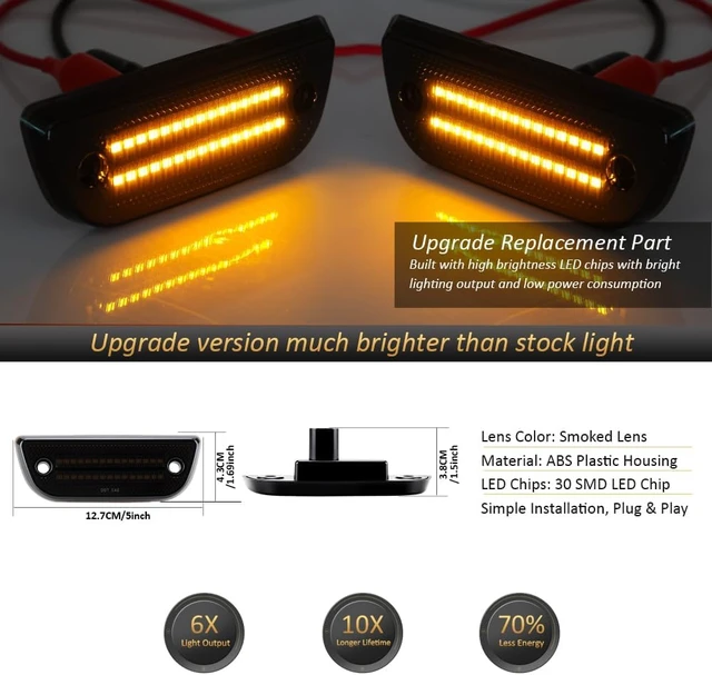 Alt view image 2 of 7 - 5PCS Cab Roof Marker Lights Smoked Lens Amber for Kenworth T680 T770 T880