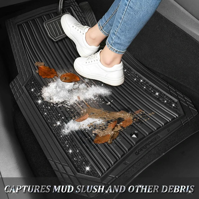 Alt view image 2 of 7 - Bling Glitter Car Floor Mats Heavy Rubber Deep Water Proof, Black