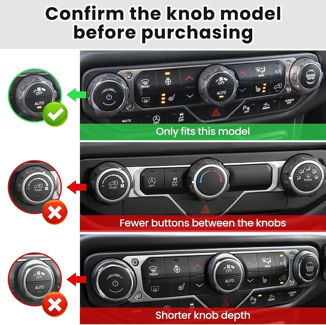 Alt view image 2 of 7 - Metal Knob Cover for Jeep Wrangler JL JLU & Gladiator JT 2018-2026