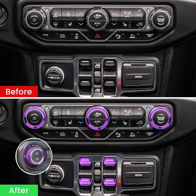 Alt view image 4 of 7 - Metal Knob Cover for Jeep Wrangler JL JLU & Gladiator JT 2018-2026