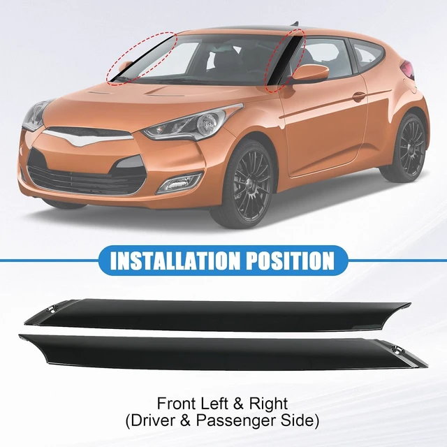 Alt view image 5 of 7 - A-Pillar Trim Molding Windshield Set (L&R) Replacement for Hyundai Veloster