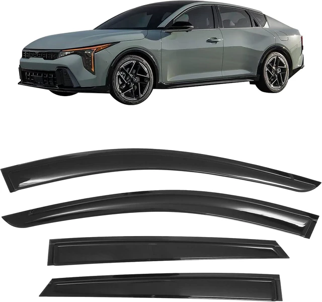 Main image of Fit 2025-2026 Kia K4 Tape on Acrylic Smoke Tinted Window Visors Rain Guard