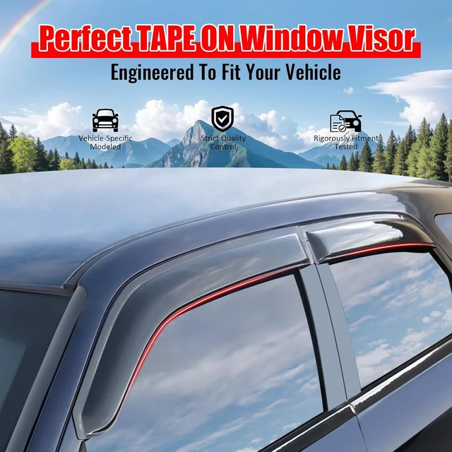 Alt view image 2 of 7 - Fit 2025-2026 Kia K4 Tape on Acrylic Smoke Tinted Window Visors Rain Guard