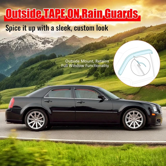 Alt view image 4 of 7 - Fit 2025-2026 Kia K4 Tape on Acrylic Smoke Tinted Window Visors Rain Guard