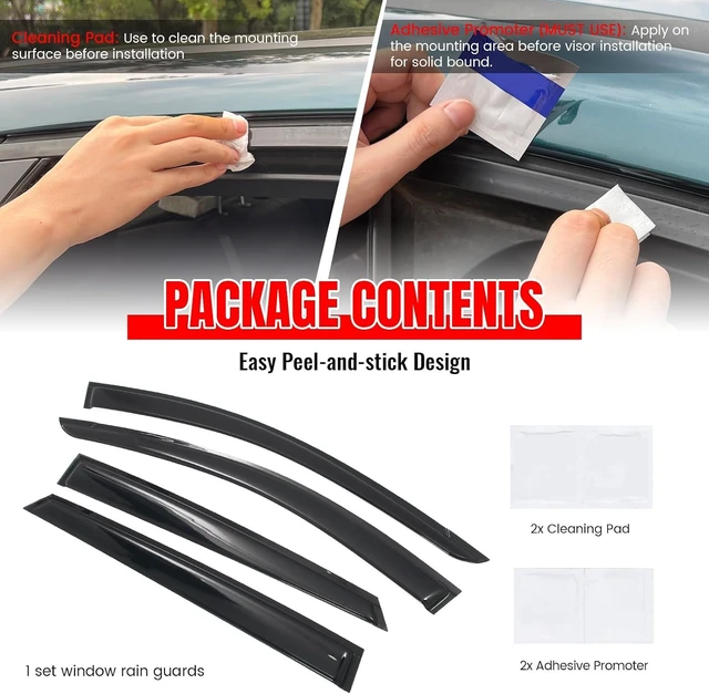 Alt view image 6 of 7 - Fit 2025-2026 Kia K4 Tape on Acrylic Smoke Tinted Window Visors Rain Guard