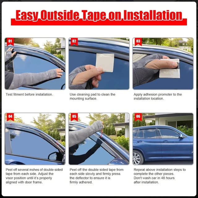 Alt view image 7 of 7 - Fit 2025-2026 Kia K4 Tape on Acrylic Smoke Tinted Window Visors Rain Guard