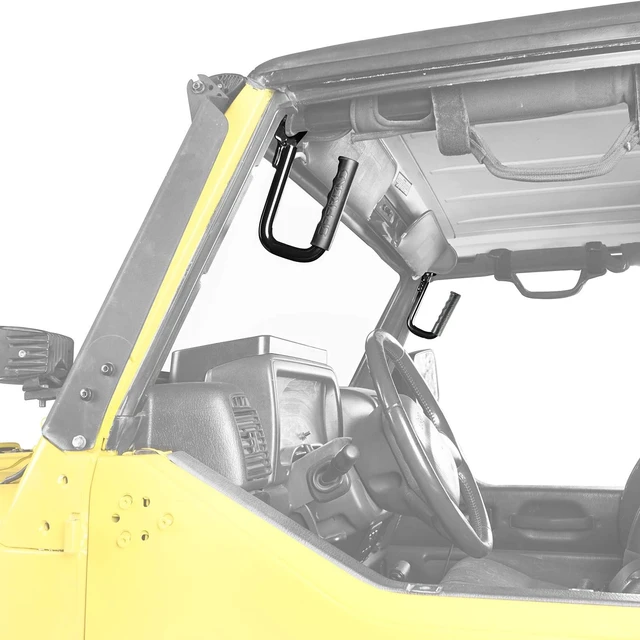 Alt view image 5 of 7 - Wrangler TJ Front Grab Handles for 1997-2006 Jeep Wrangler TJ & Unlimited - Steel,Black