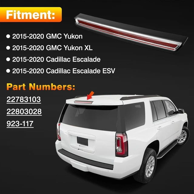Alt view image 2 of 7 - LED High Mount Stop Light Compatible With 2015-2020 GMC Yukon/Yukon XL Cadillac Escalade/Escalade ESV, Third Brake Light Replace for 923-117, 22783103, 22803028