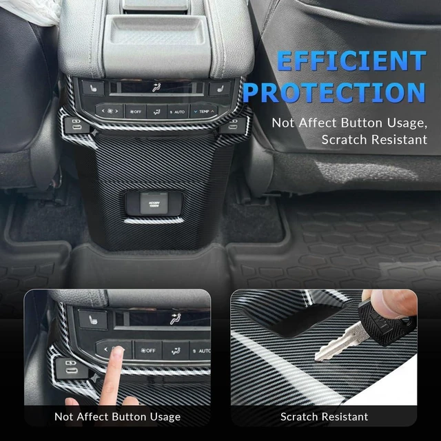 Alt view image 5 of 7 - Rear Air Vent Outlet Cover for 2026 Toyota Grand Highlander Accessories 2024 2025 Anti Kick Rear Seat Air Condition Vent Panel Frame Trim Interior Protector Sticker (ABS Carbon Fiber Style)
