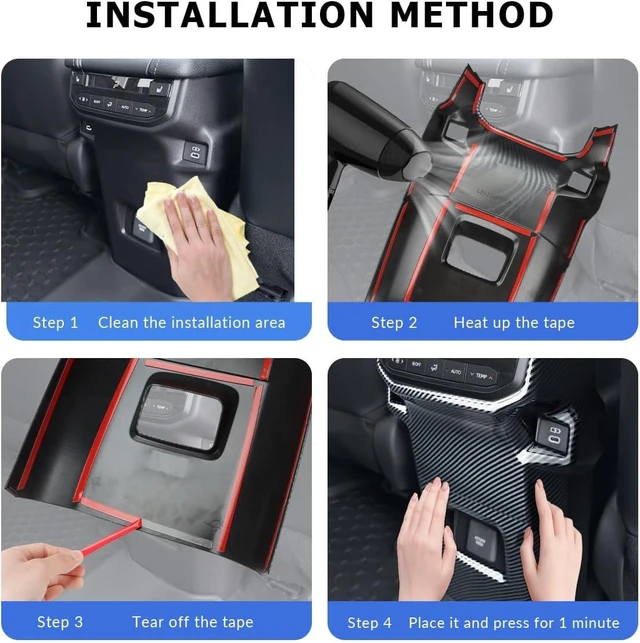 Alt view image 6 of 7 - Rear Air Vent Outlet Cover for 2026 Toyota Grand Highlander Accessories 2024 2025 Anti Kick Rear Seat Air Condition Vent Panel Frame Trim Interior Protector Sticker (ABS Carbon Fiber Style)