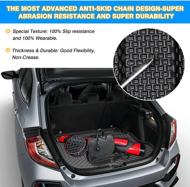 Alt view image 7 of 7 - Civic Cargo Liner - Cargo Mat Fits for 2017-2021 Honda Civic Hatchback (No Sport or Sport Touring Models), All Weather Trunk Floor Mat for Civic Accessories, Heavy Duty Car Mats, Car Accessories
