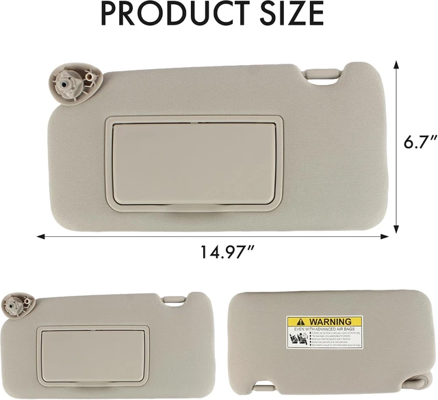 Alt view image 3 of 7 - PEVEST Sun Visor with Mirror, Without Lights - Driver & Passenger Side Gray for Honda HR-V EX-EX/LX/Sport 2016-2022