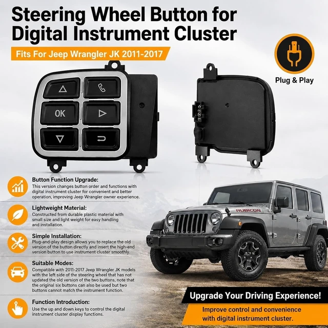 Alt view image 3 of 6 - Digital Instrument Cluster Display Button for Jeep Wrangler JK 2011-2017