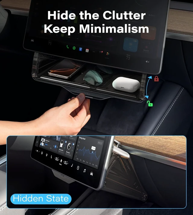Alt view image 3 of 6 - for Tesla Model Y & 3 Under Screen Storage, fit Juniper, Highland