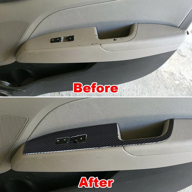 Alt view image 3 of 7 - 4pc Carbon Fiber Color Automobile Door Window Control Panel Cover Trim Fit for Hyundai Elantra 2017 2018 2019 2020 North American Version Rear Door Without seat Heating